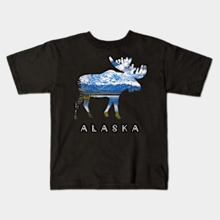 Alaskan Moose With Lake Mountain - Kids T-Shirt